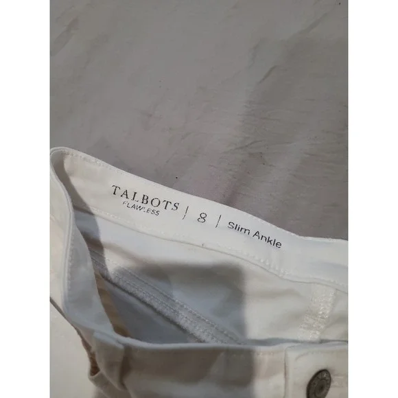 Talbots White Flawless Jeans Womens size 8 Slim Ankle classic 5 pocket coastal - Picture 2 of 10